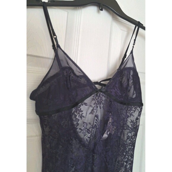 Vintage Victoria's Secret Slip Dress Small Purple Lace Mesh Sheer Babydoll Y2K - Picture 6 of 8